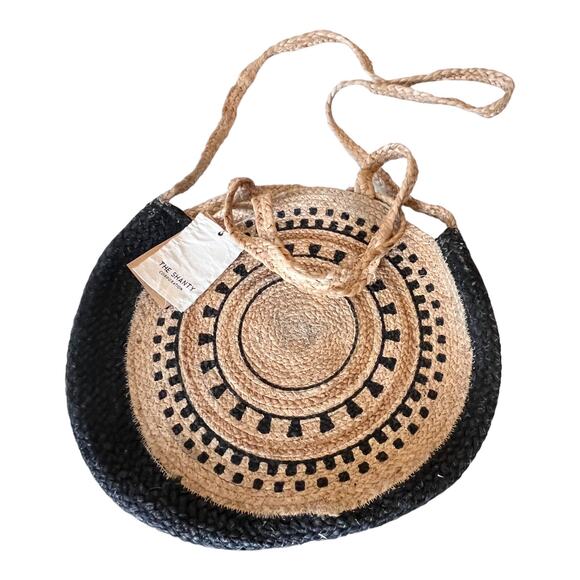 NEW Woven Moroccan HANDBAG 16” Round Crossbody Shoulder Purse Shanty Corporation - Picture 10 of 11